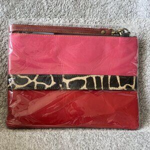 Pink & Red | Luca Leather and Hair on Hide Wristlet Crossbody